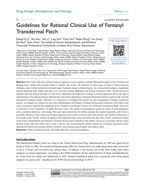 Guidelines for Rational Clinical Use of Fentanyl Transdermal Patch.